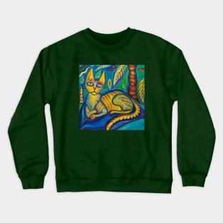 Relaxing Cat in the style of Paul Gauguin Crewneck Sweatshirt